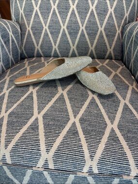 INC International Concepts Silver Glitter Slip-On Mules